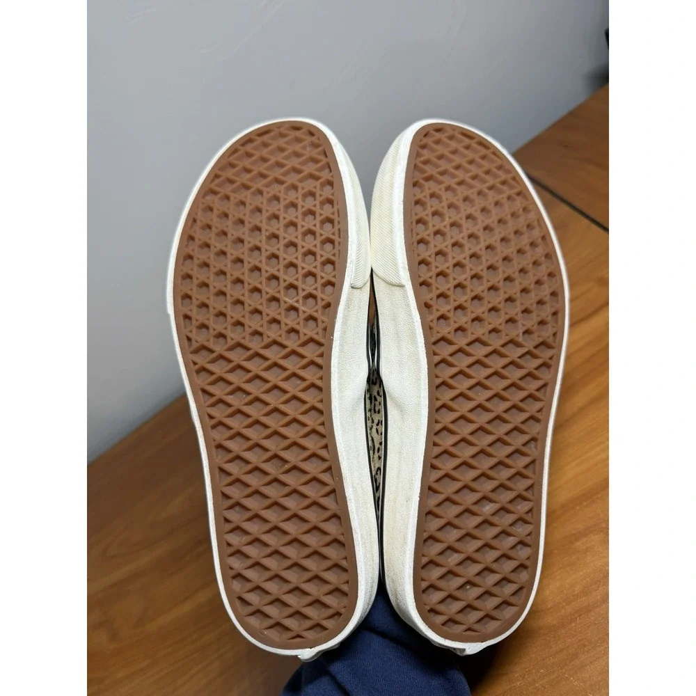 VANS WOMENS Mini Leopard Print SF Slip-On Sneakers Suede Marshmallow Size 9.5